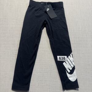 Nike "Just Do It" Leg-A-See Leggings Girl's Sz 5 Black Brand New